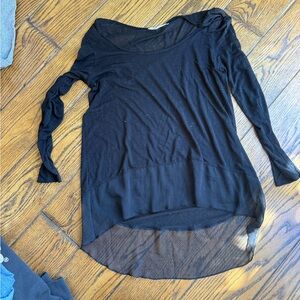 Free People Black Sheer Long Sleeve Top